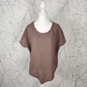 Oh My Gauze Mauve Taupe 100% Cotton Round Neck Asymmetrical Top